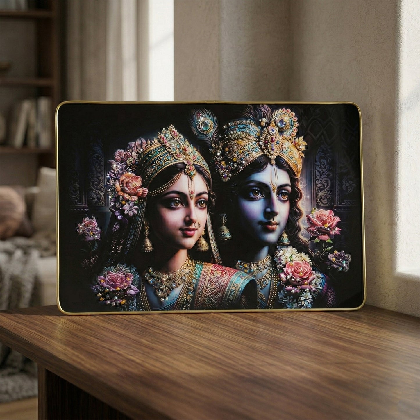 Premium Decorative Radha Krishna Wall Painting Frame 45x30 Cm (1 Pc)