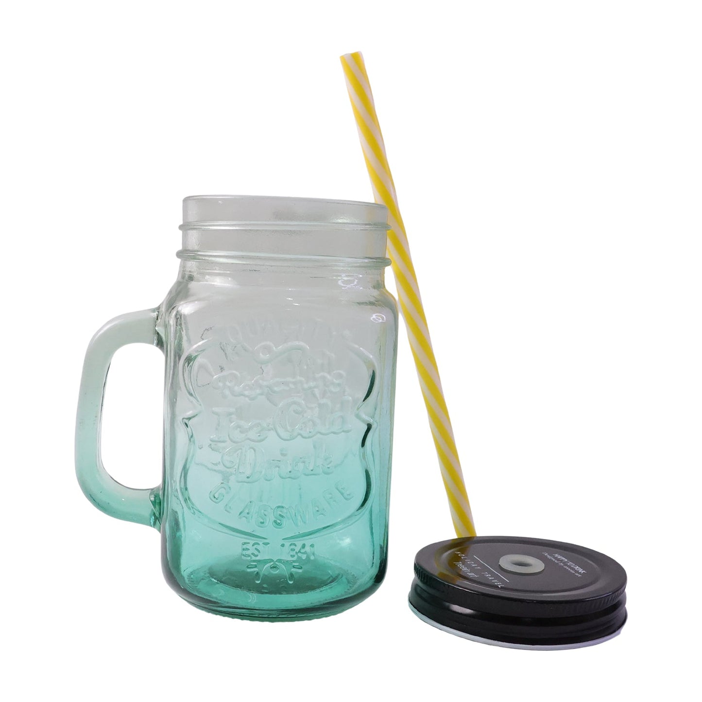 Drinking Cup / Glass / Mug Mason Jar with Handle & Straw