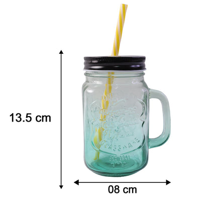Drinking Cup / Glass / Mug Mason Jar with Handle & Straw