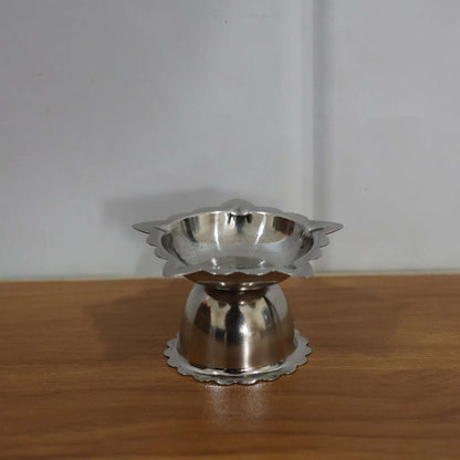 Silver diya for pooja