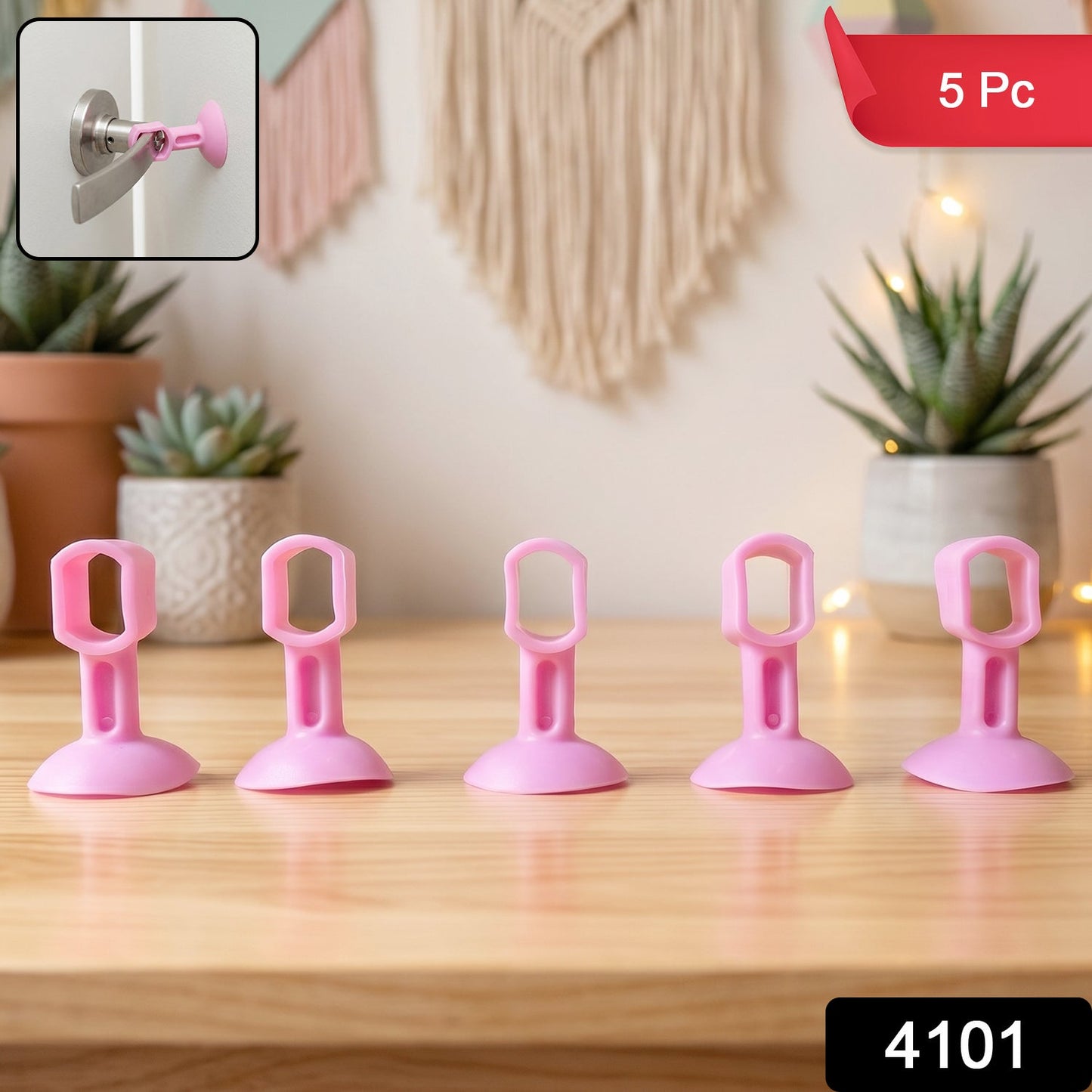 Silicone Door Stopper Suction Door Holder Anti Collision Door Handle Stopper (5 Pc)