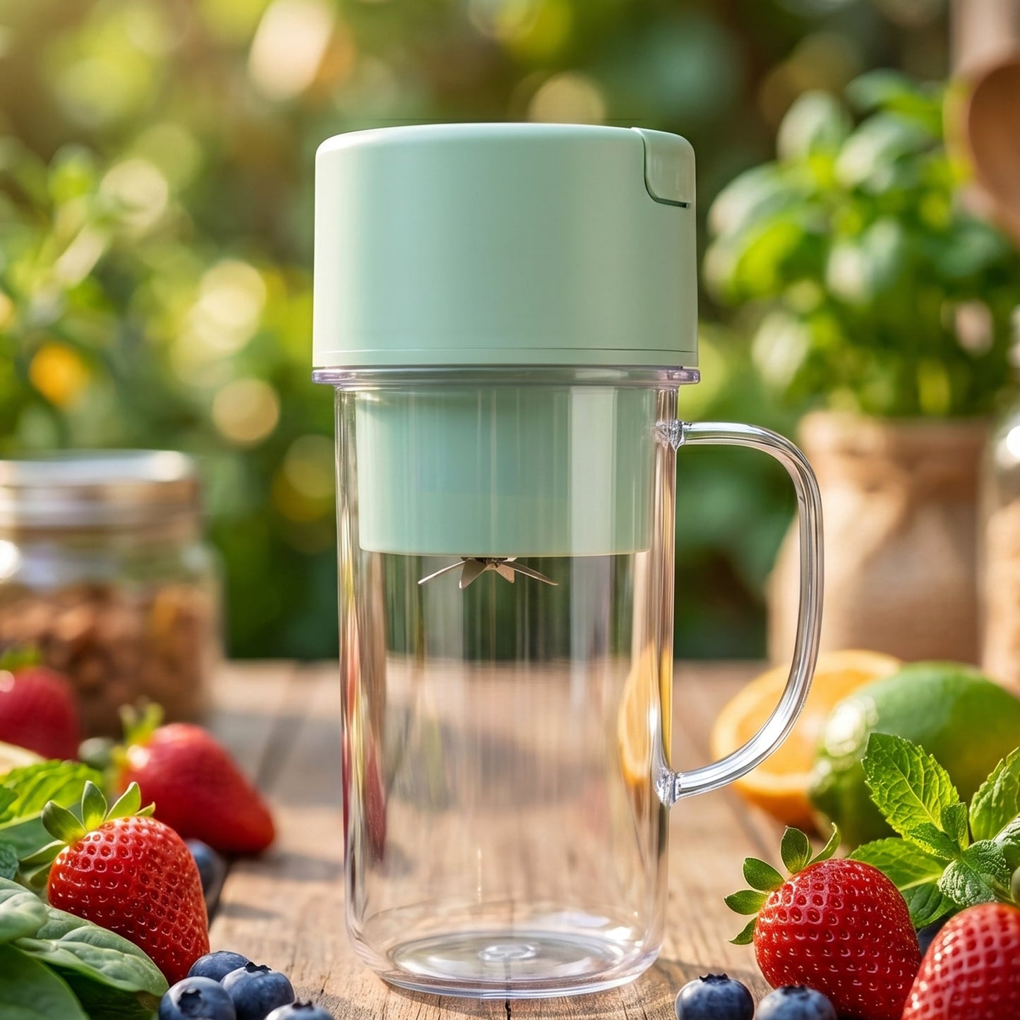 Portable Electric Juicer Mixer Grinder with Handle (1 Pc, 340 ML)