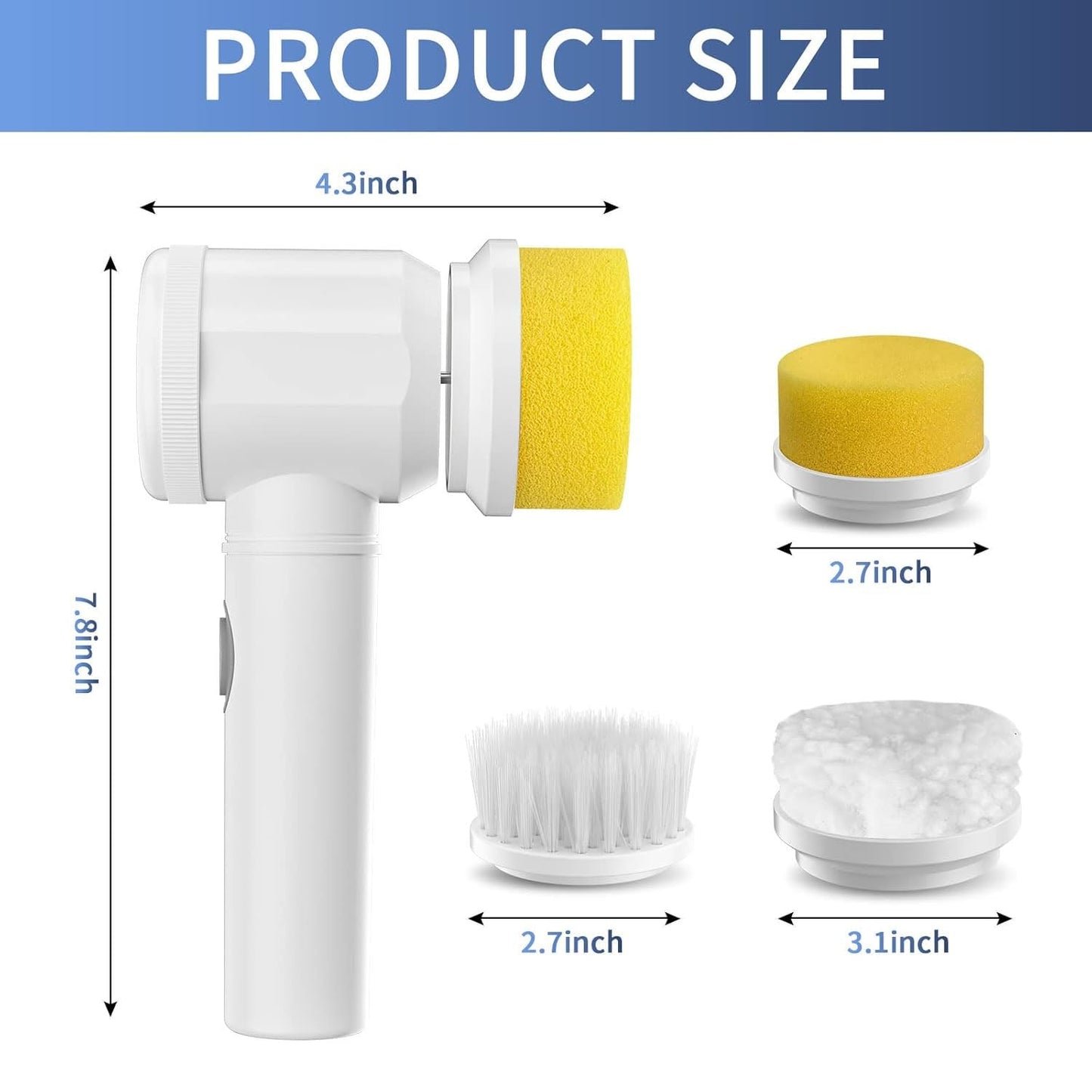 B Grade 5 in 1 Electric Cleaning Spin Brush with Multiple Replaceable Heads