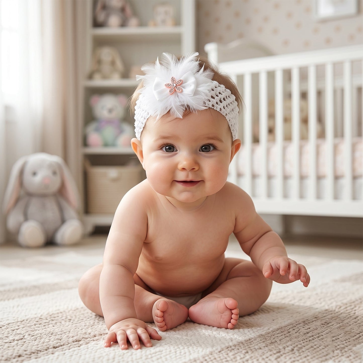Cute Soft Elastic Floral Baby Headband Stylish Stretchable Hair Band (1 Pc)