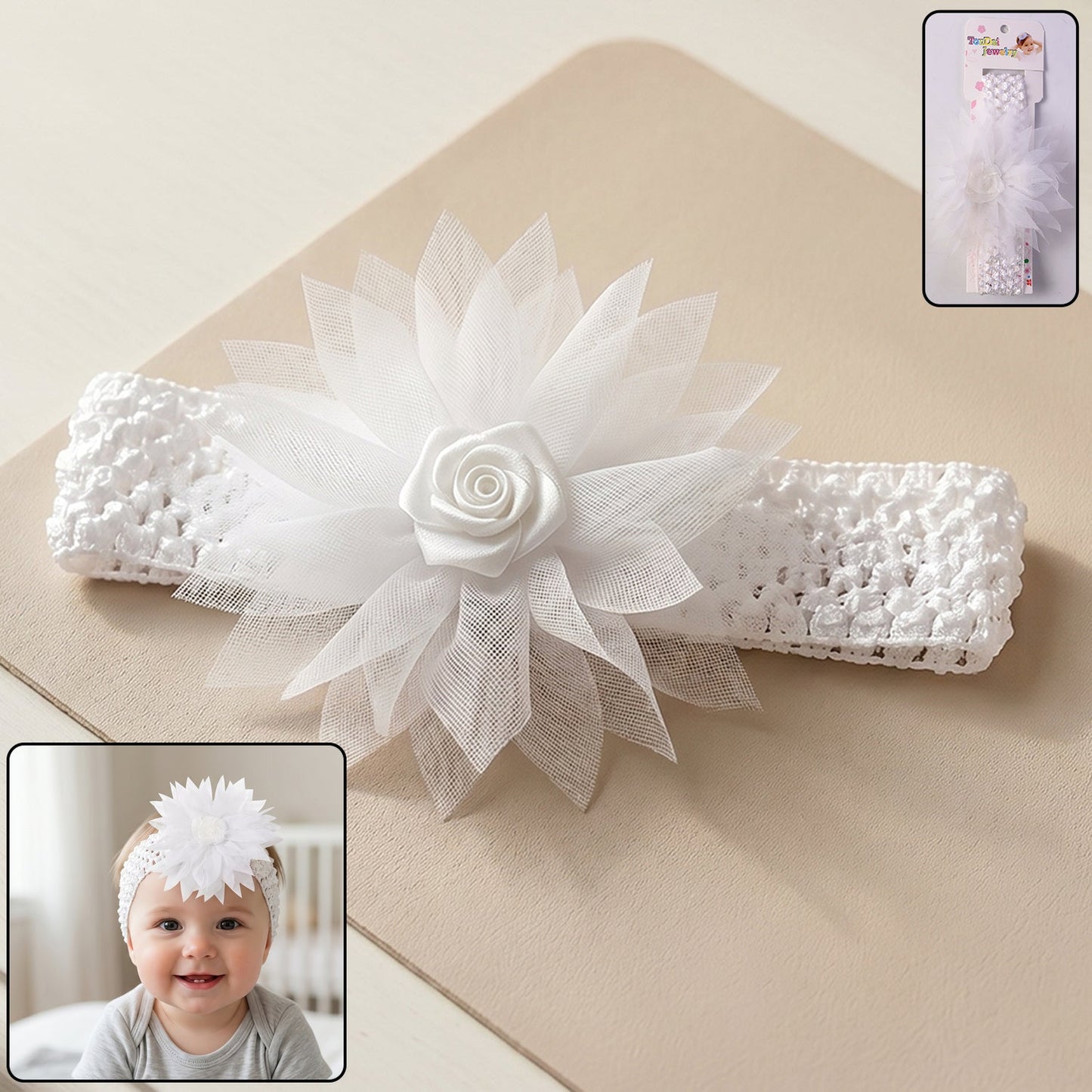 Cute Soft Elastic Floral Baby Headband Stylish Stretchable Hair Band (1 Pc)