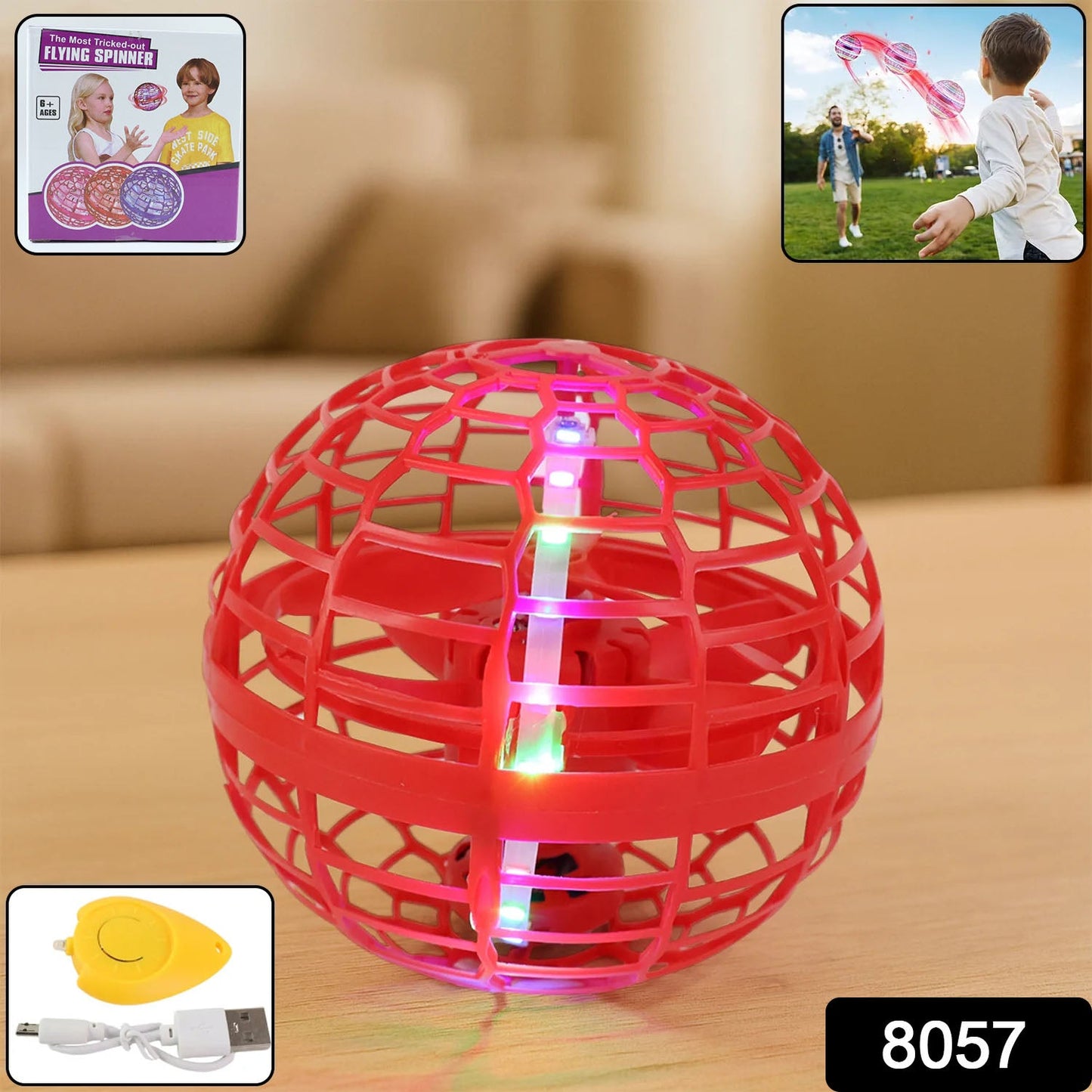  Flying Ball Toys USB Rechargeable RGB Lights - in-use lifestyle shot