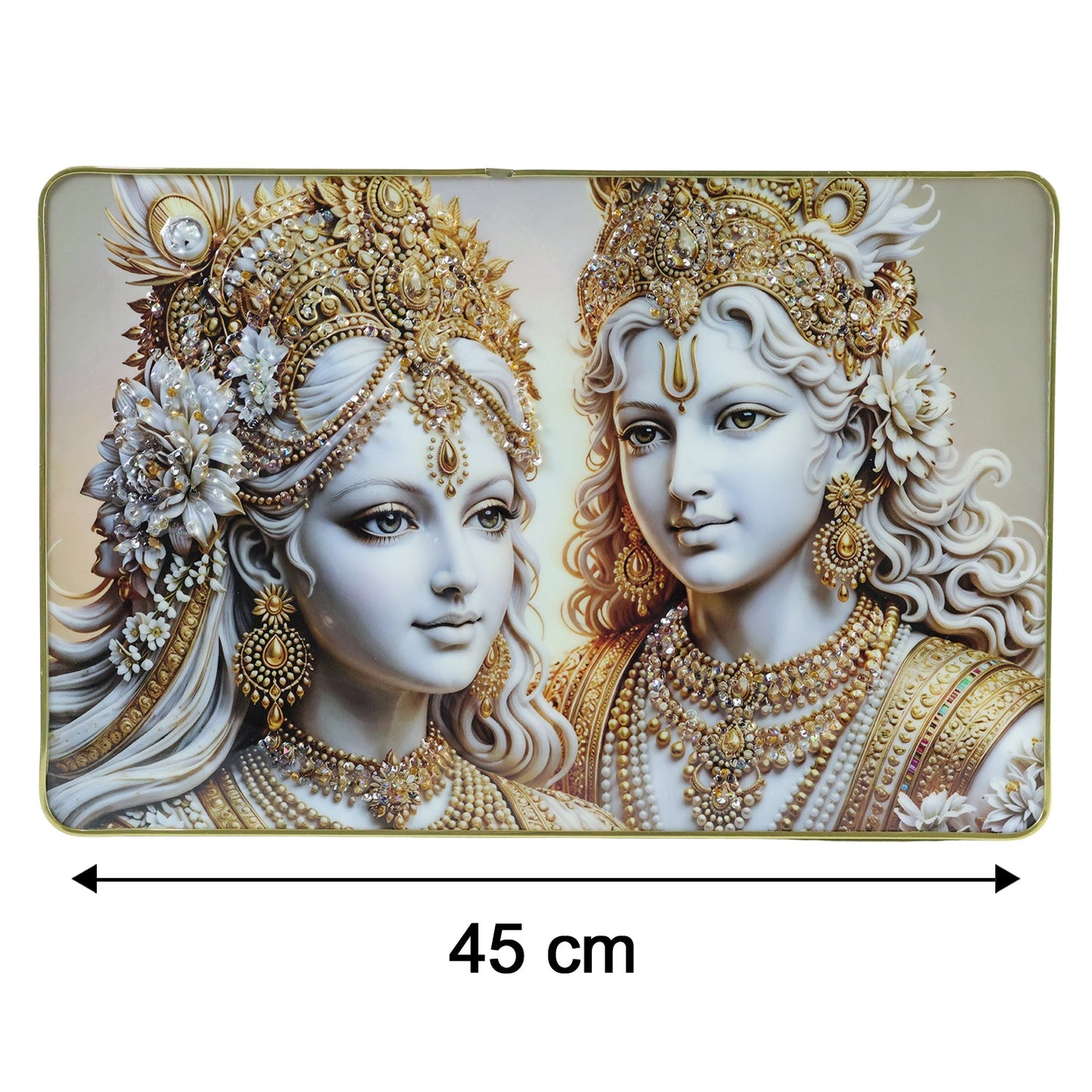 Elegant Radha Krishna Golden Finish Wall Art Frame 45x30 Cm (1 Pc)