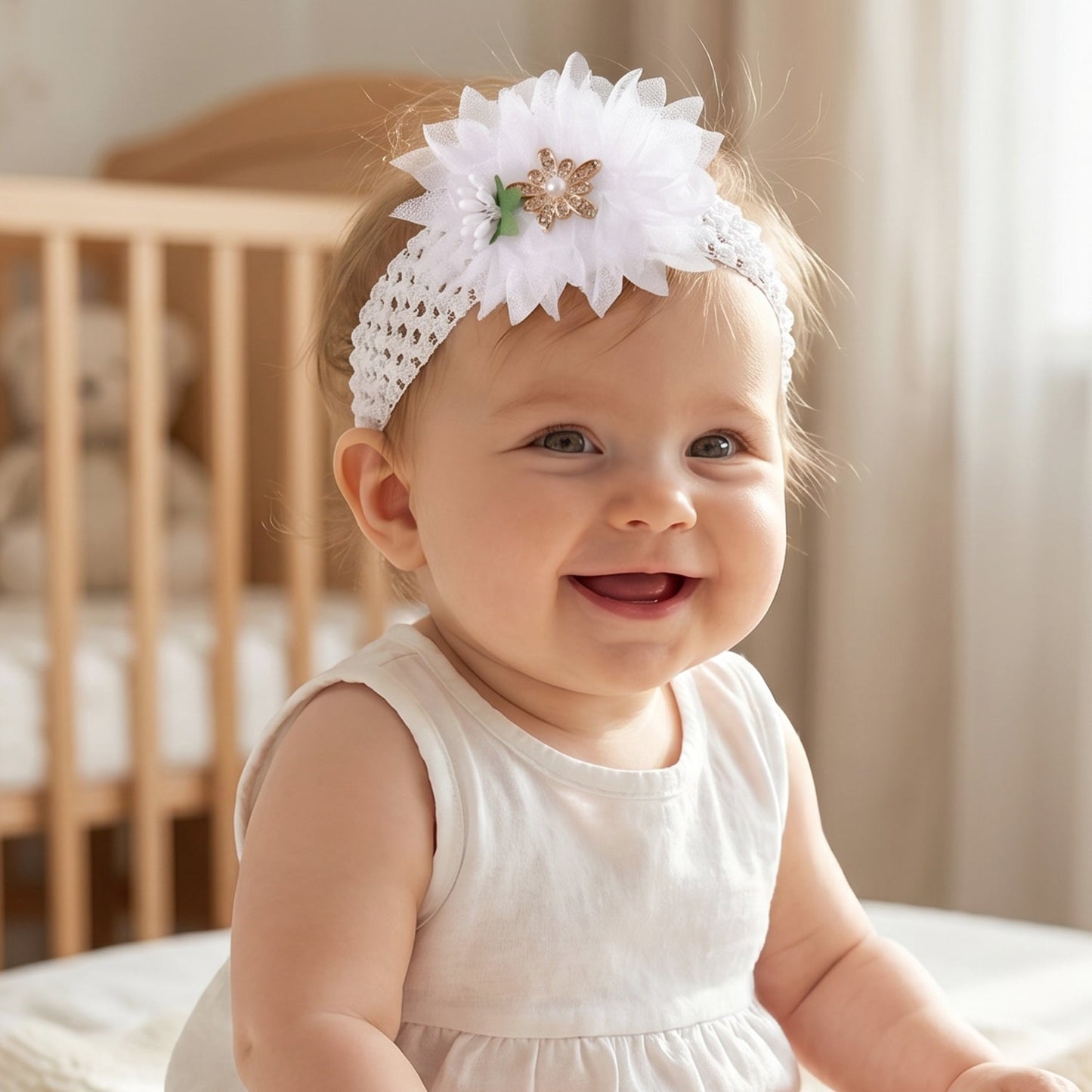 Cute Soft Elastic Floral Baby Headband Stylish Stretchable Hair Band (1 Pc)