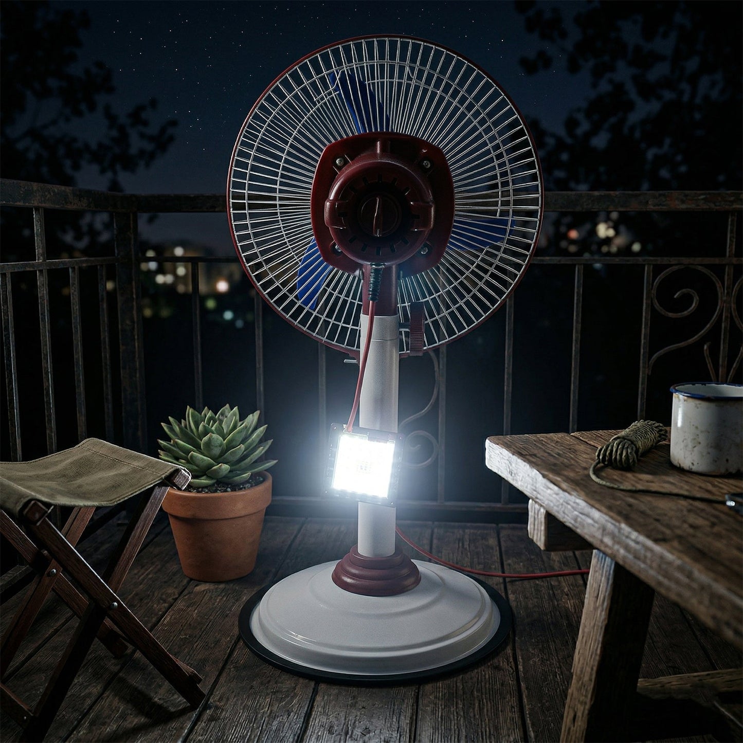 electric standing fan with led light feature
