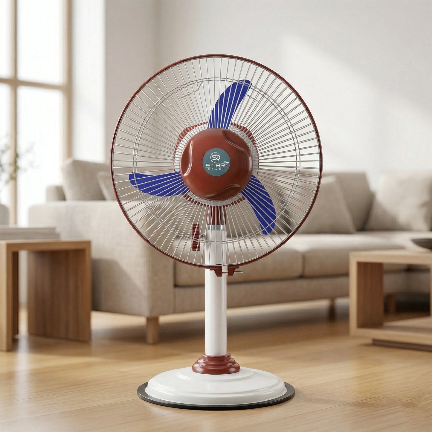 standing fan with rechargeable battery and light