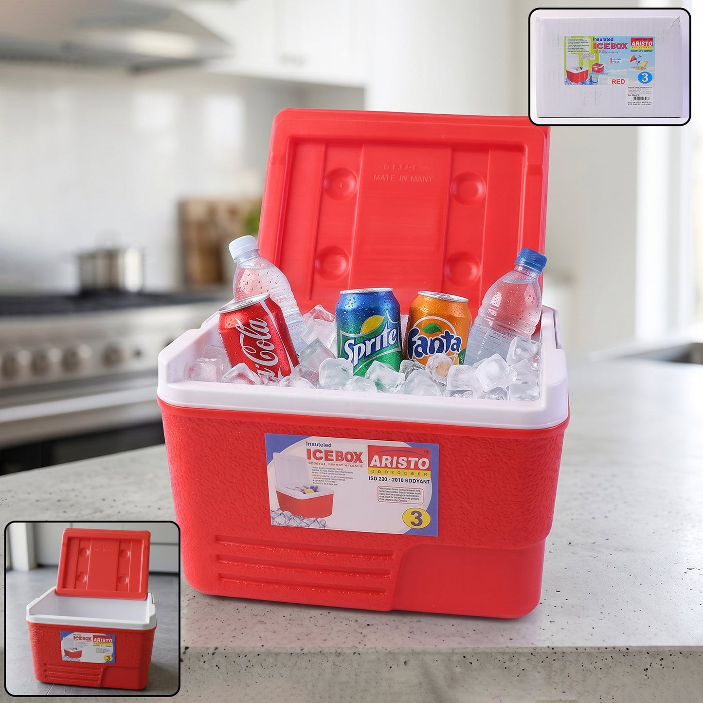 heavy duty insulated ice box cooler 3 litre red portable