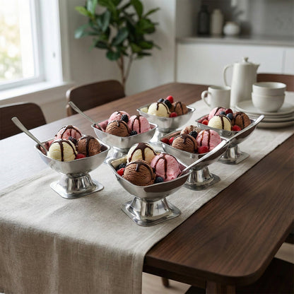 Elegant stainless steel bowls for party desserts