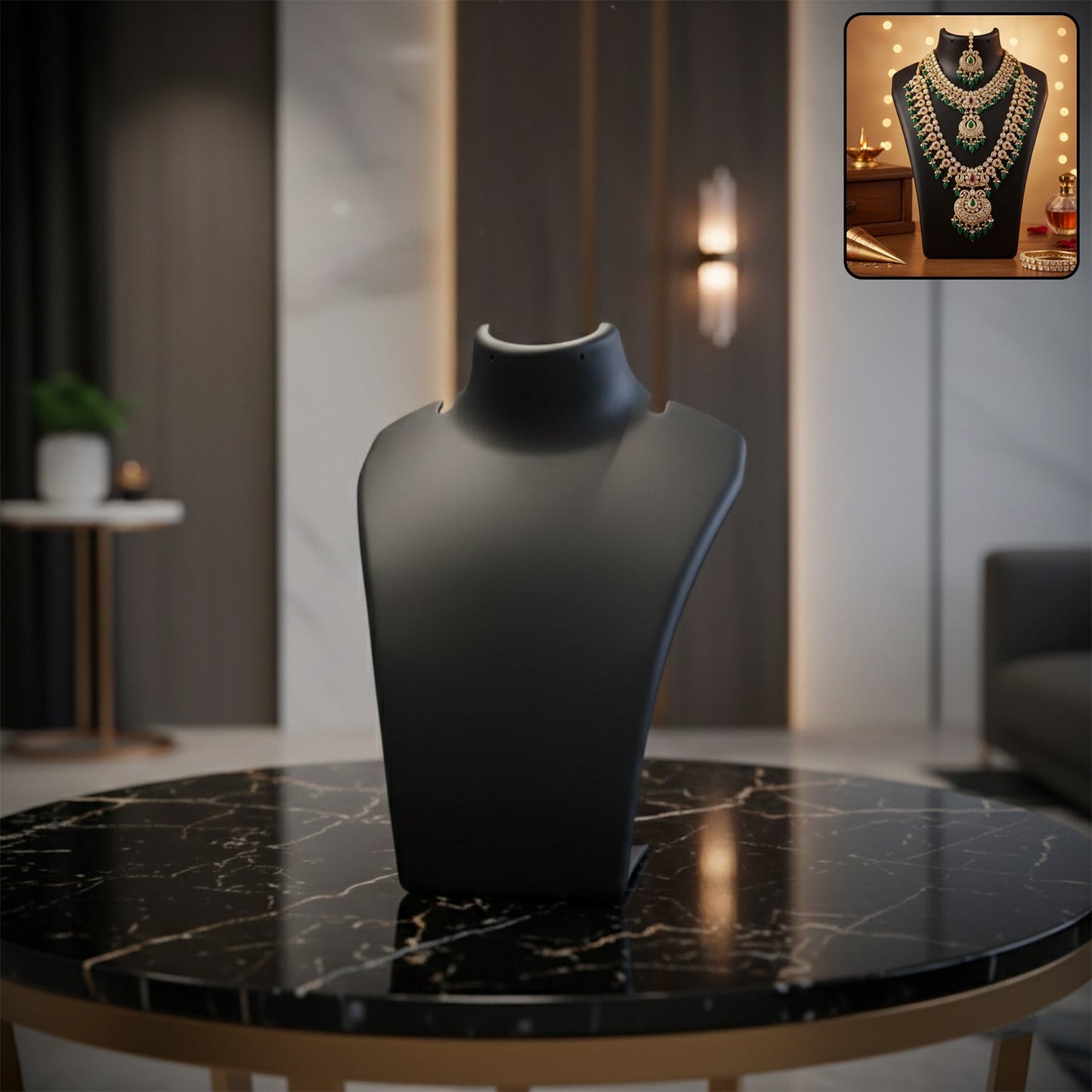 Premium black necklace display stand mannequin bust 15x11cm jewellery India
