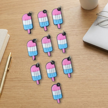 Cute Ice Cream Shape Bag Charm Keychain Set (10 Pc Set)