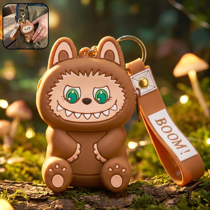 cute cartoon character silicone mini pouch keychain with strap