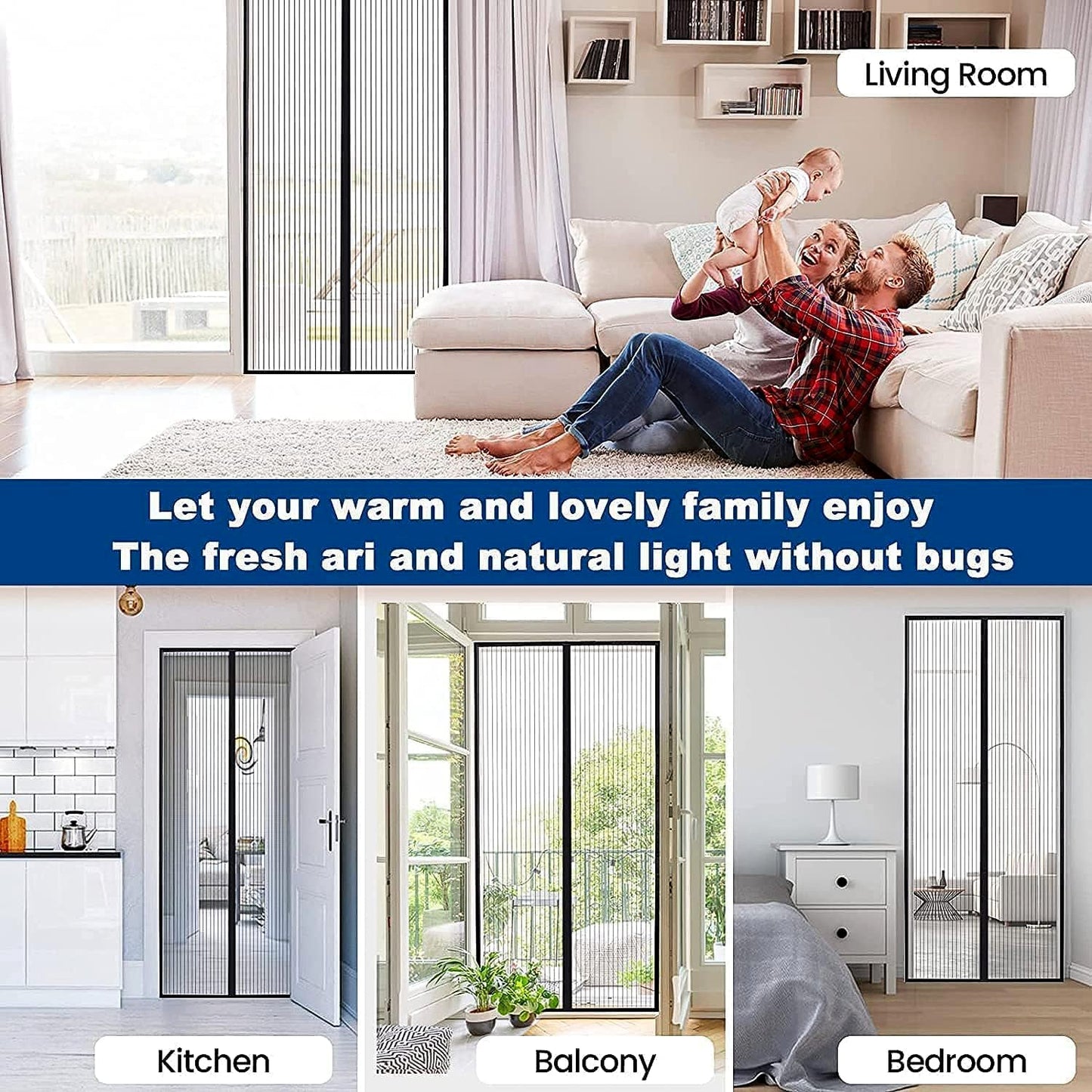  Magic Mesh Hands-Free Screen Door Instant Opening - specs detail shot