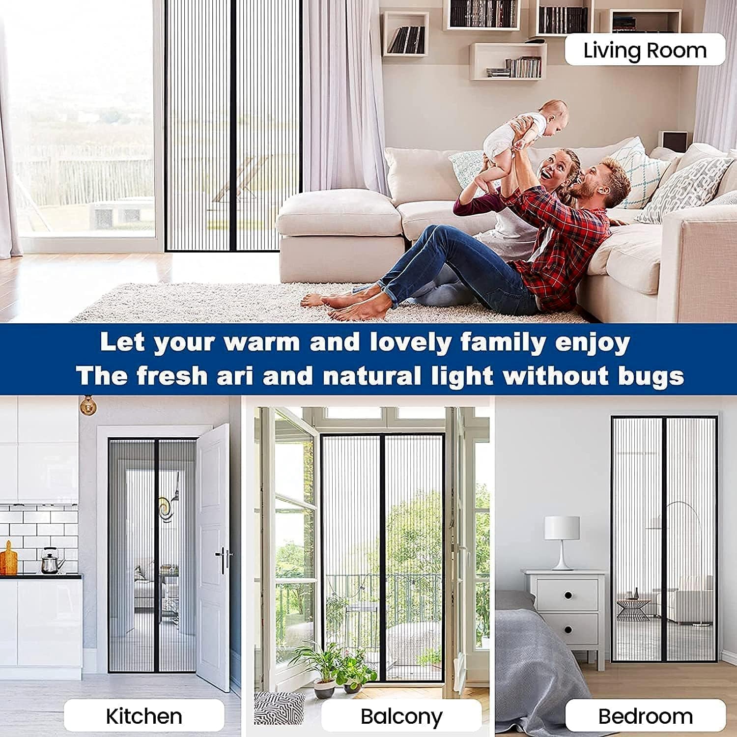  Magic Mesh Hands-Free Screen Door Instant Opening - specs detail shot