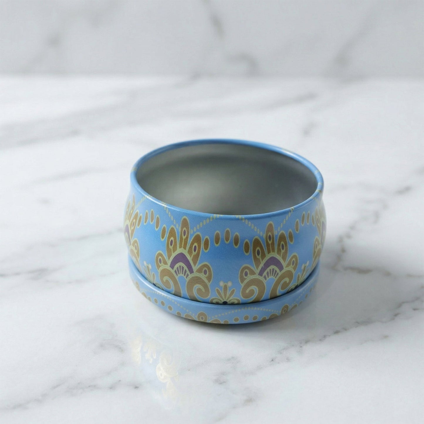 Premium Decorative Mandala Printed Metal Candle Container (1 Pc)