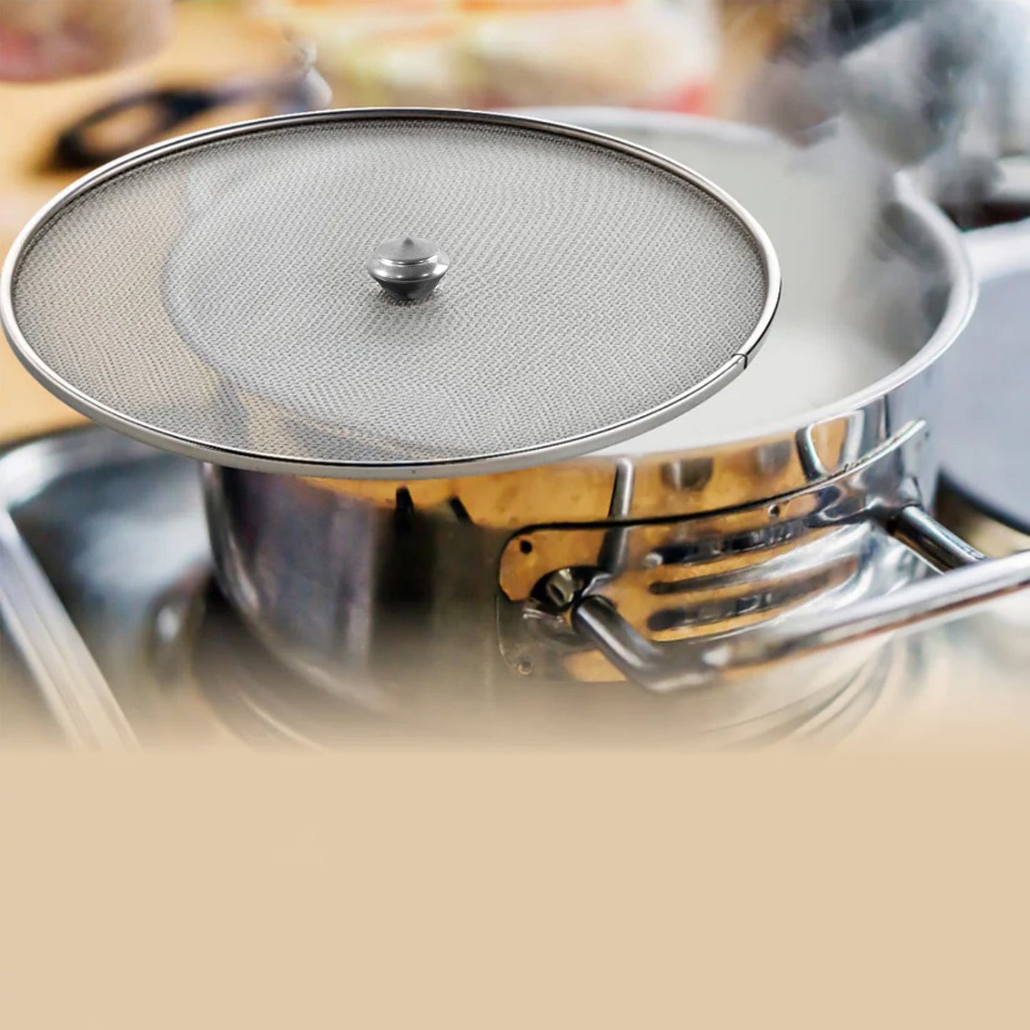 Multi-purpose kitchen mesh lid for serving