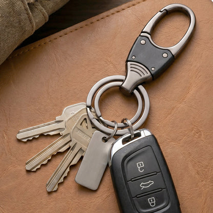 Premium Dual Ring Metal Key Holder with Rotating Swivel (1 Pc)