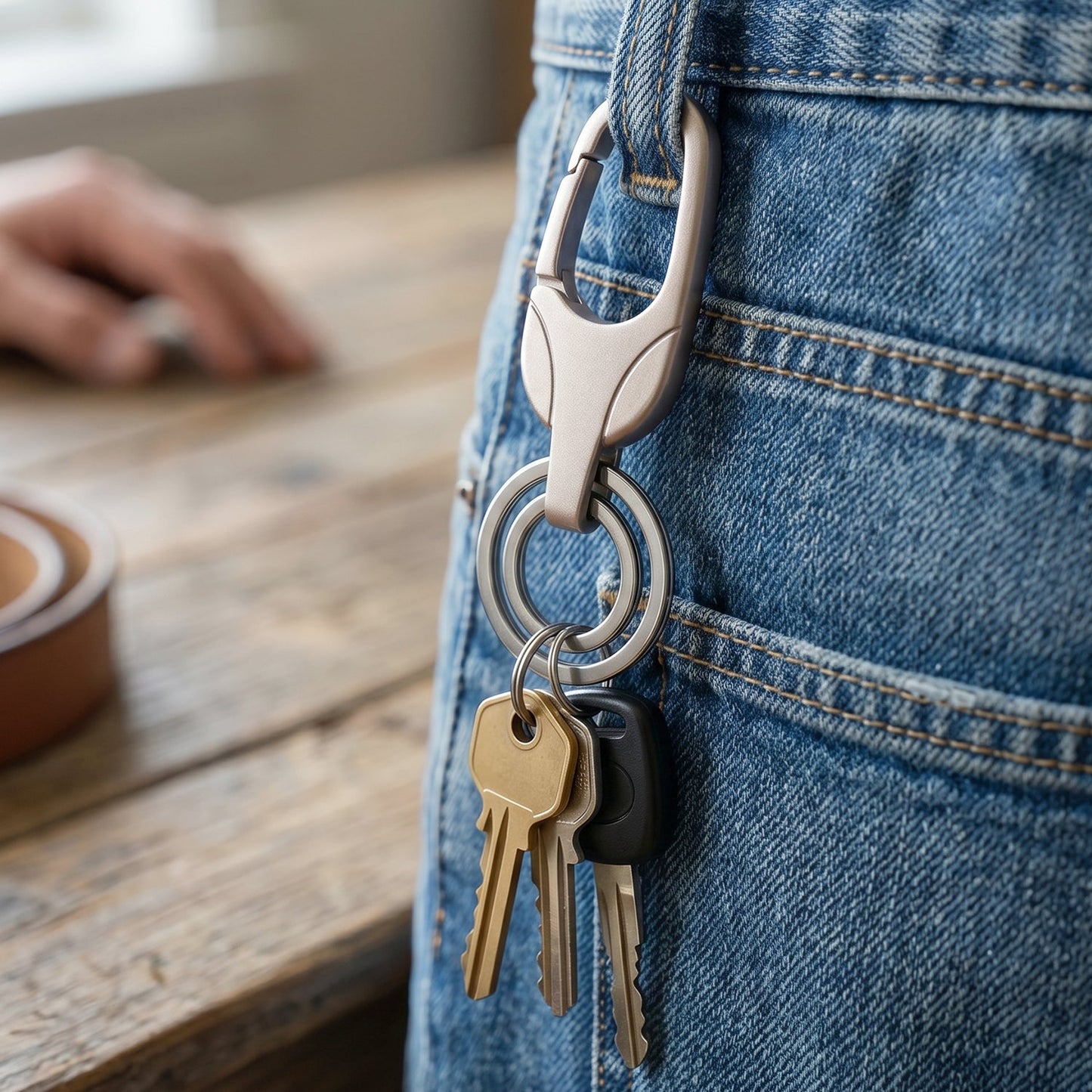 Durable Metal Keychain with Secure Clip (1 Pc)