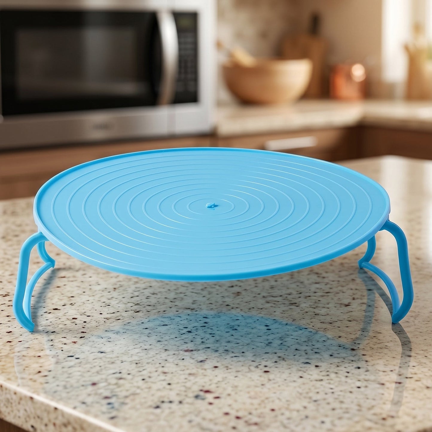 Decorative Non-Slip Plastic Serving Tray with Stand (1 Pc)