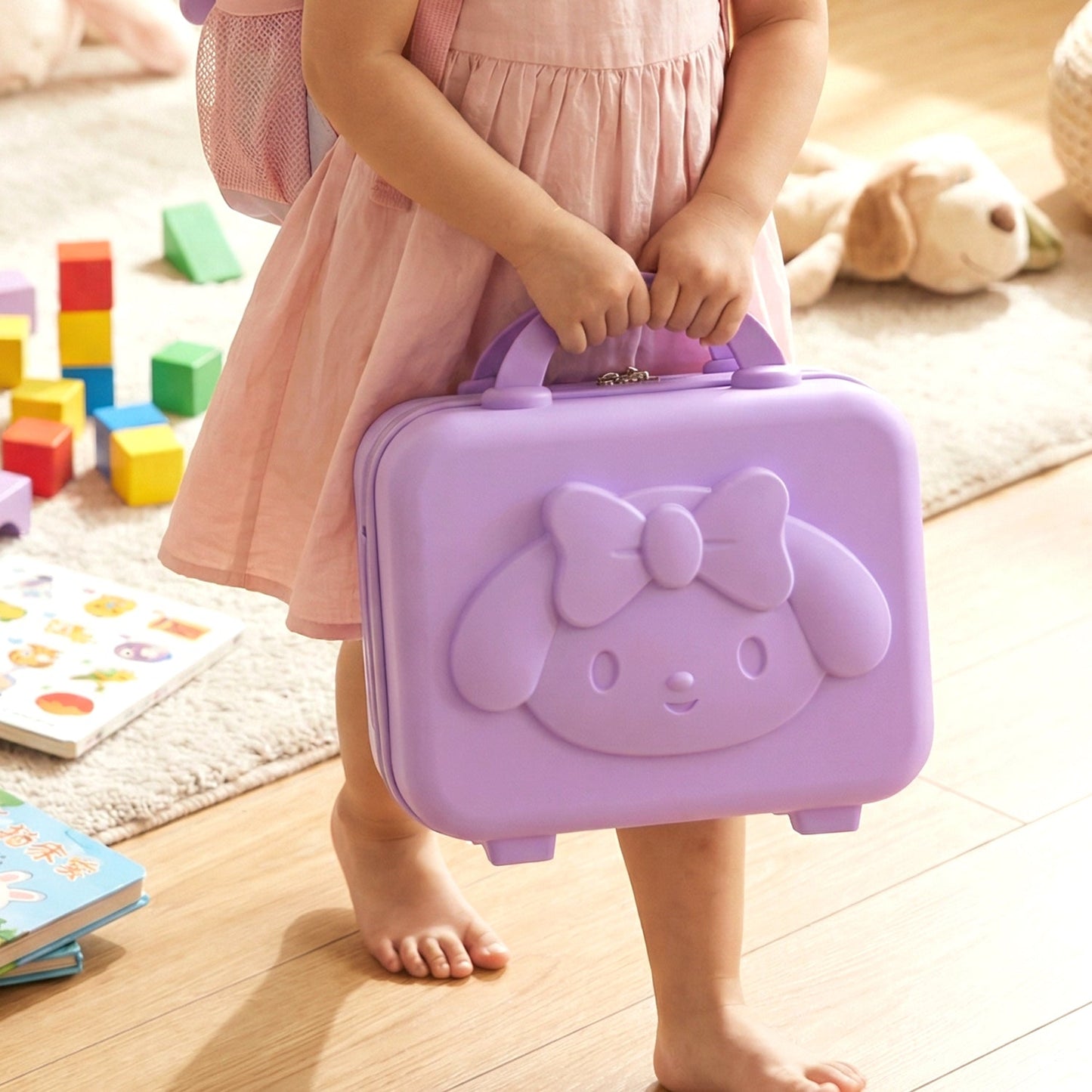 Kids Bear-Shaped Hard Shell Storage Carry Case with Handle (Mix Design)