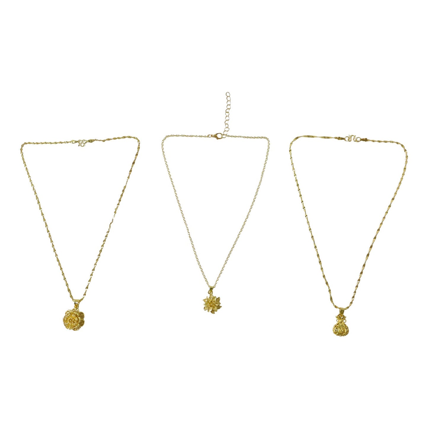 Decorative floral gold necklace