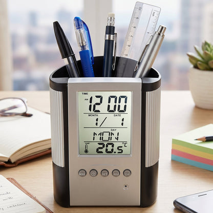 Table Clock Pen Holder