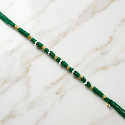 Traditional Green Pearl Beaded Rakhi (1 Pc, Mix Color)