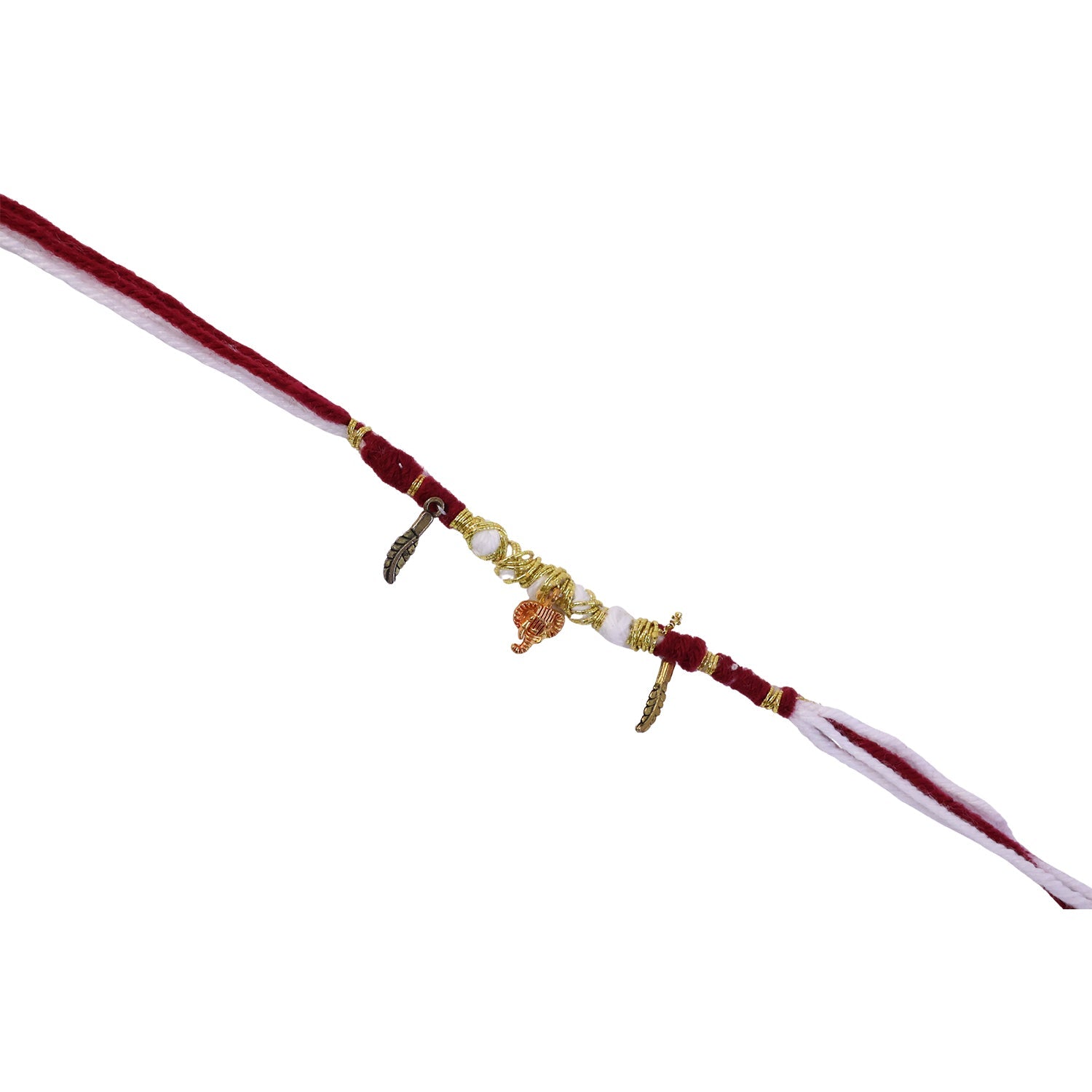 Ganesh Ji Charm Rakhi with Feather Dangles