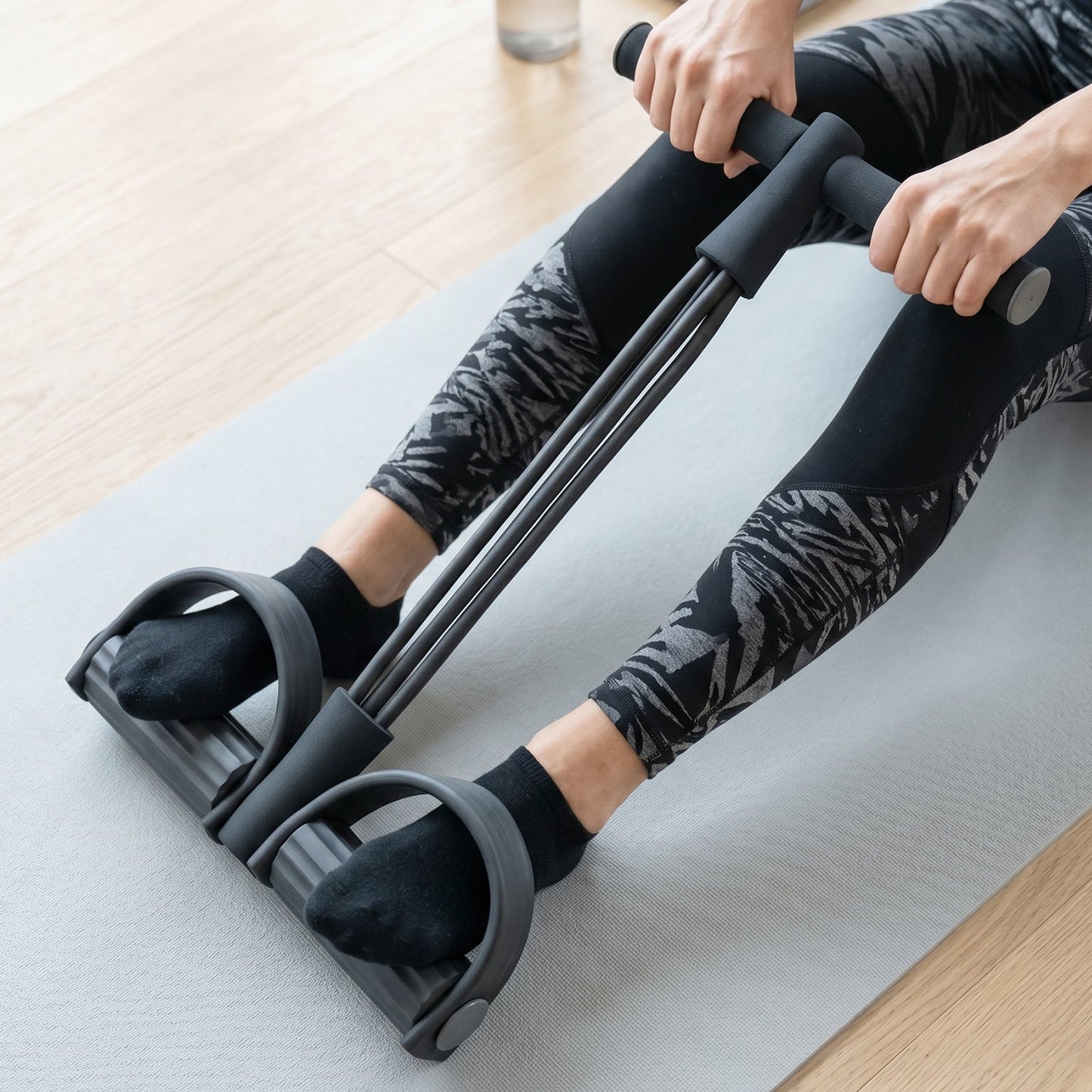 Portable Pull Rope Resistance Exerciser with Foot Pedal Support (1 Pc)