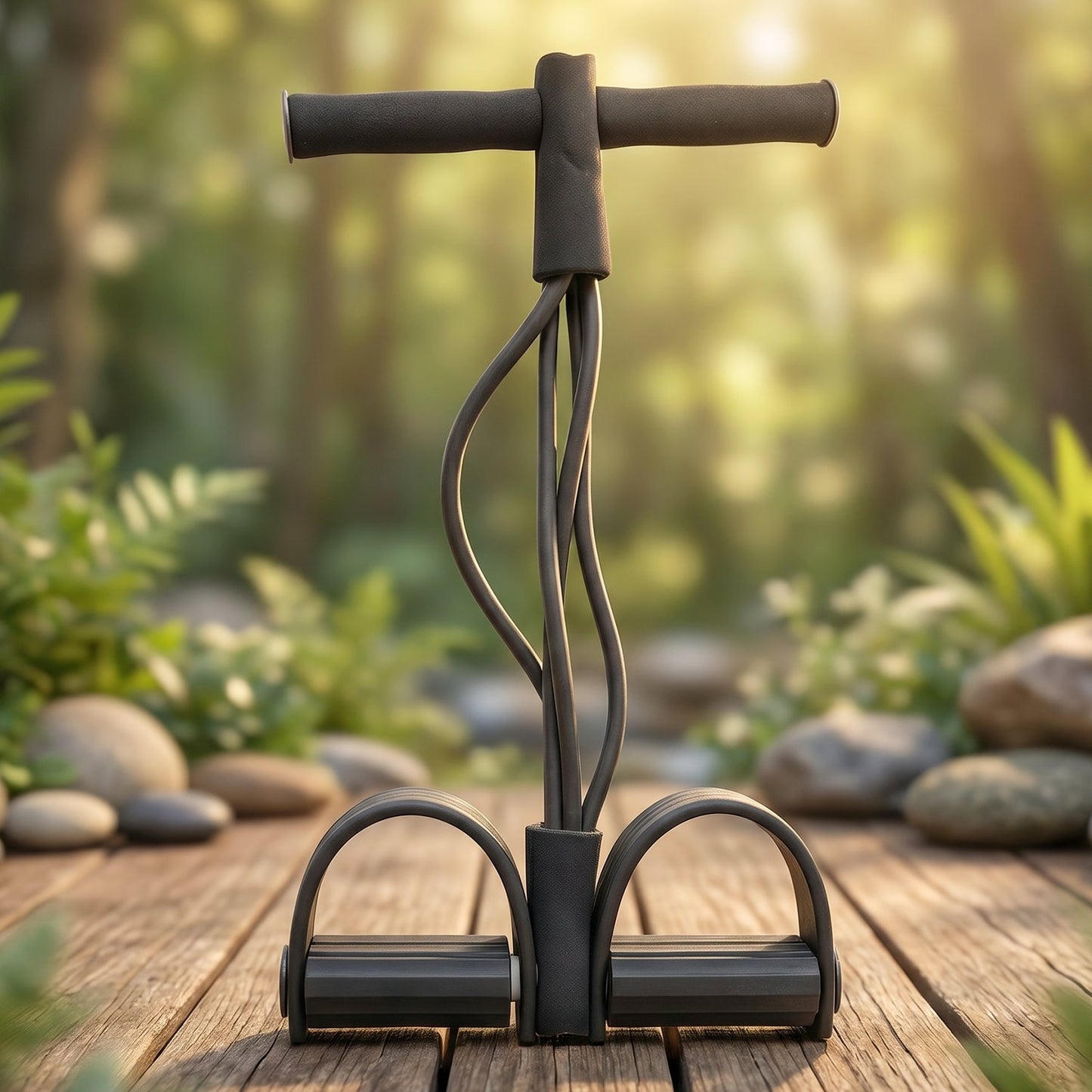 Portable Pull Rope Resistance Exerciser with Foot Pedal Support (1 Pc)