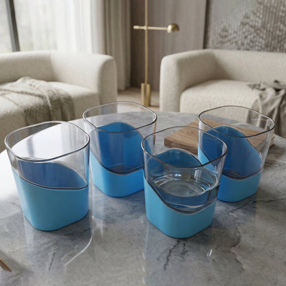 Prexo Stylish Grip Base Plastic Selo Glass (4 Pc, Set 300 ML Each)