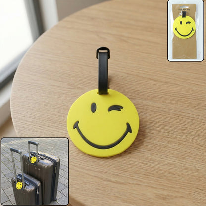 smiley face luggage tag