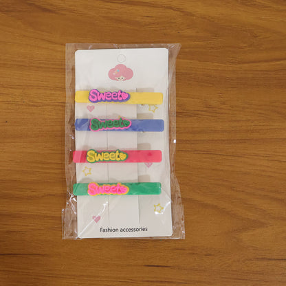 Sweet Text Decorative Hair Clip Set (4 Pc)