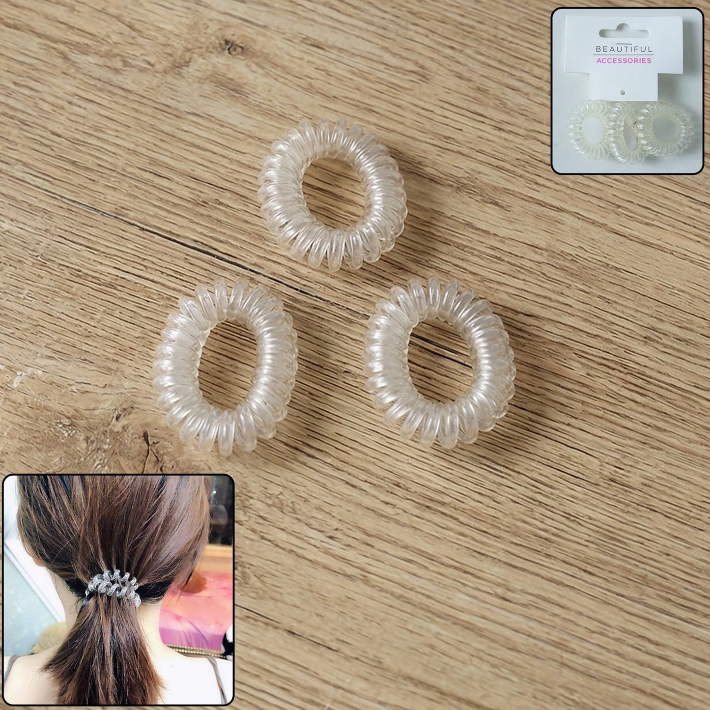 transparent spiral hair ties