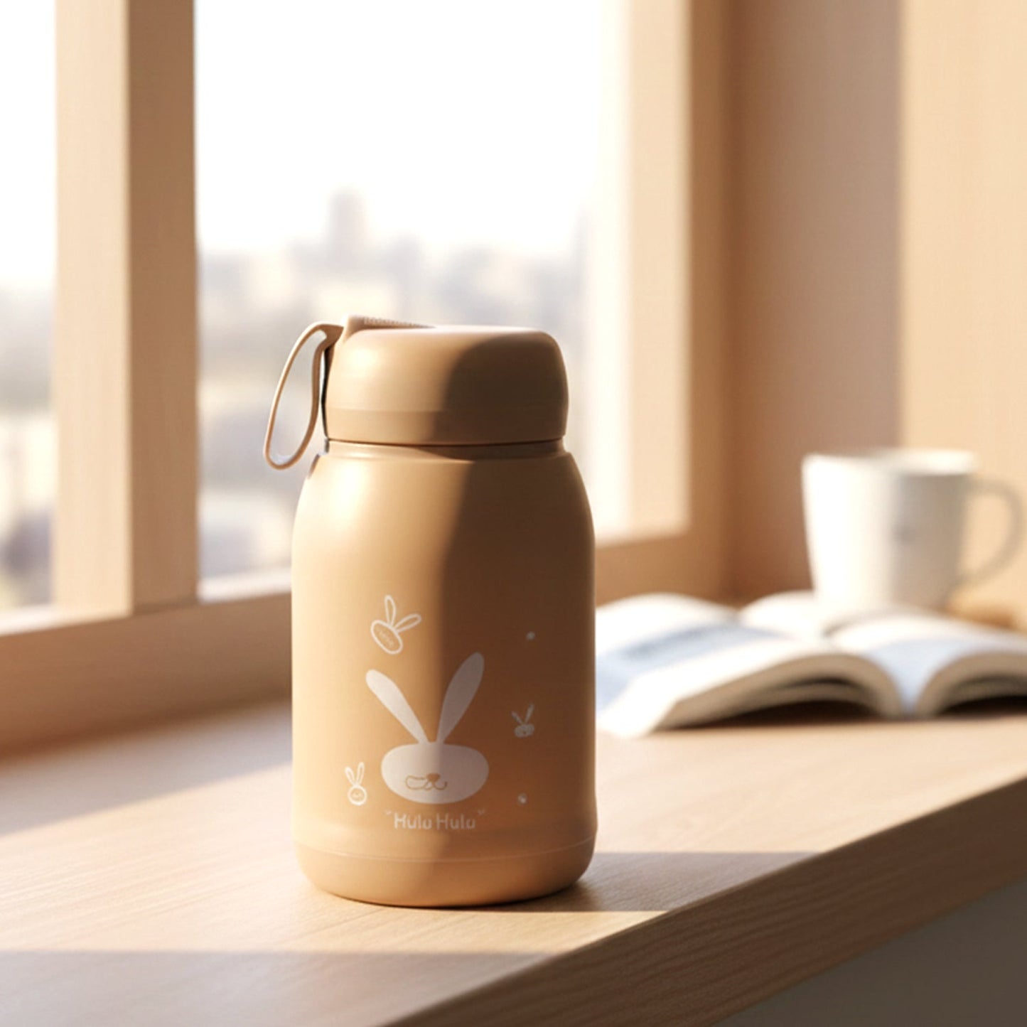 Cute Bunny Print Glass Drinking Bottle (330ML / 1 Pc, Mix Color)