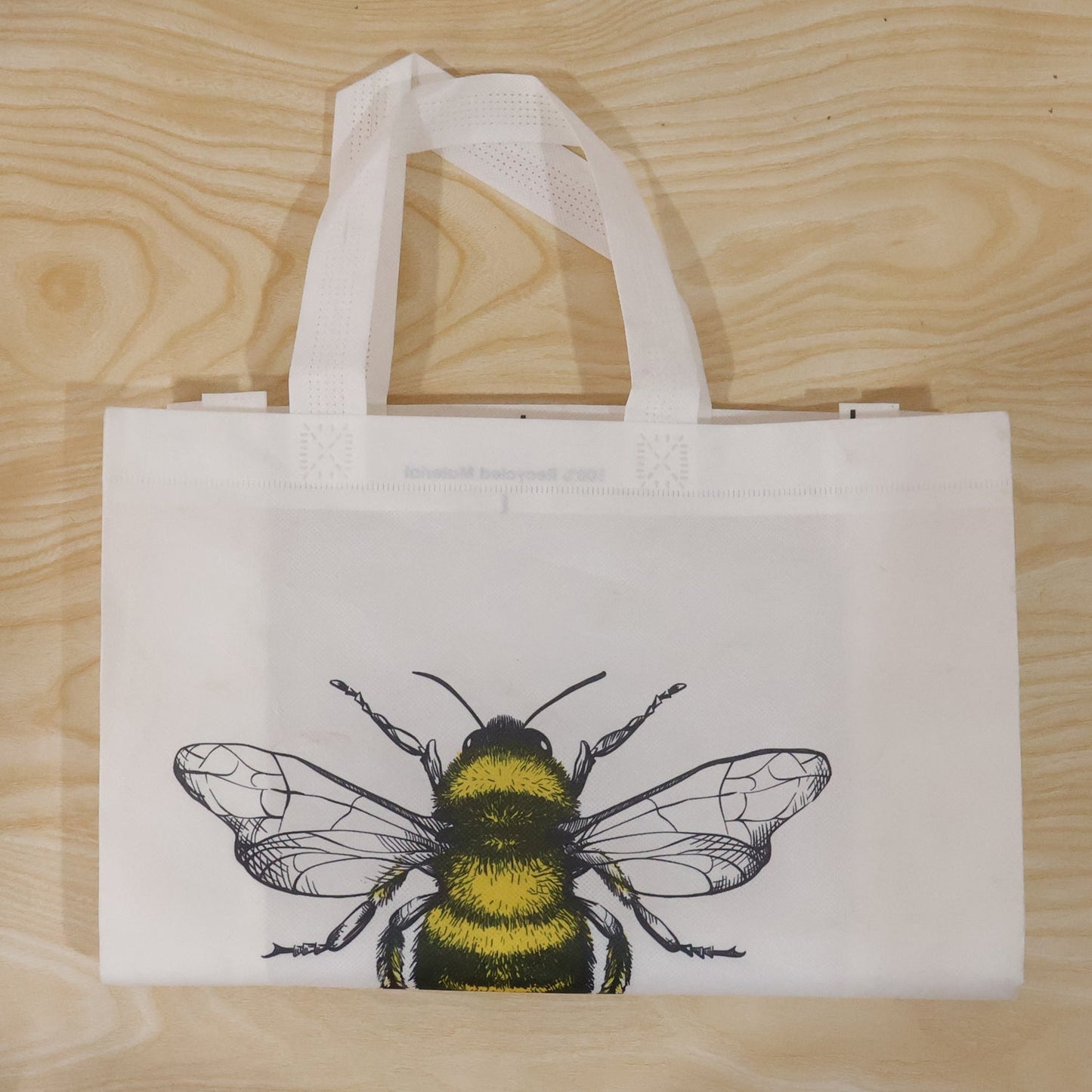 Bee Tote Bag Top View Recycled Material