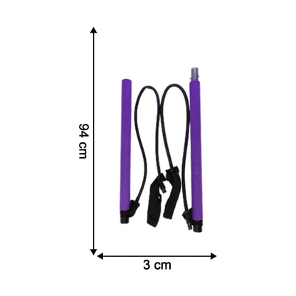 Fitness Exercise Tube Rod Gym Equipment Pilates Bar with Resistance Bands (2 Pc)