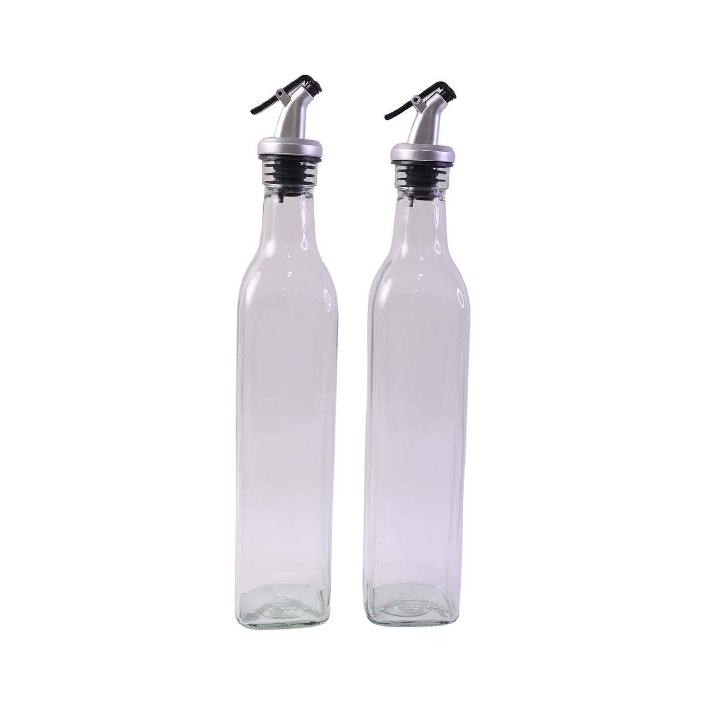 Glass Oil Dispenser Bottle White Background Pair