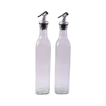Glass Oil Dispenser Bottle White Background Pair