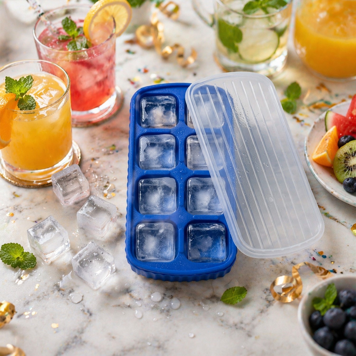 square ice tray for making ice cubes at home