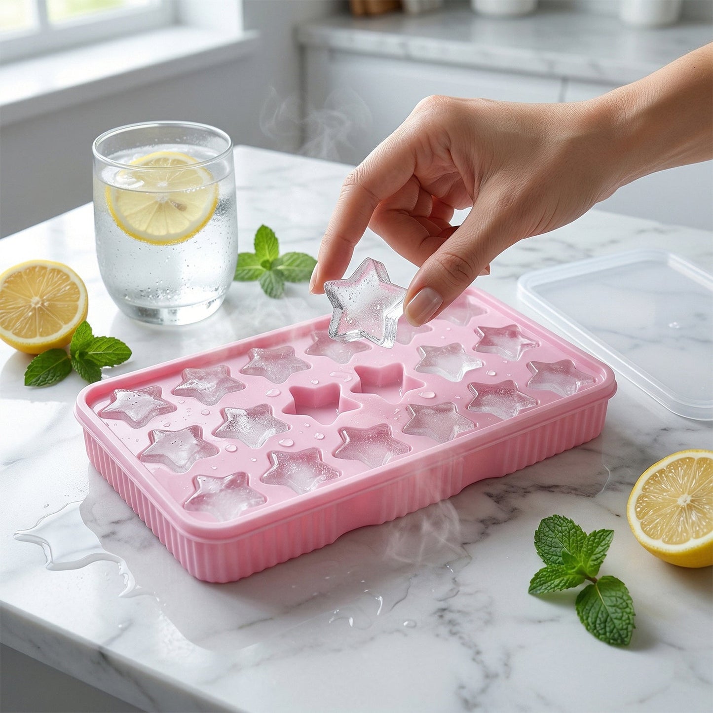 freezer ice mold tray with star shape cavities