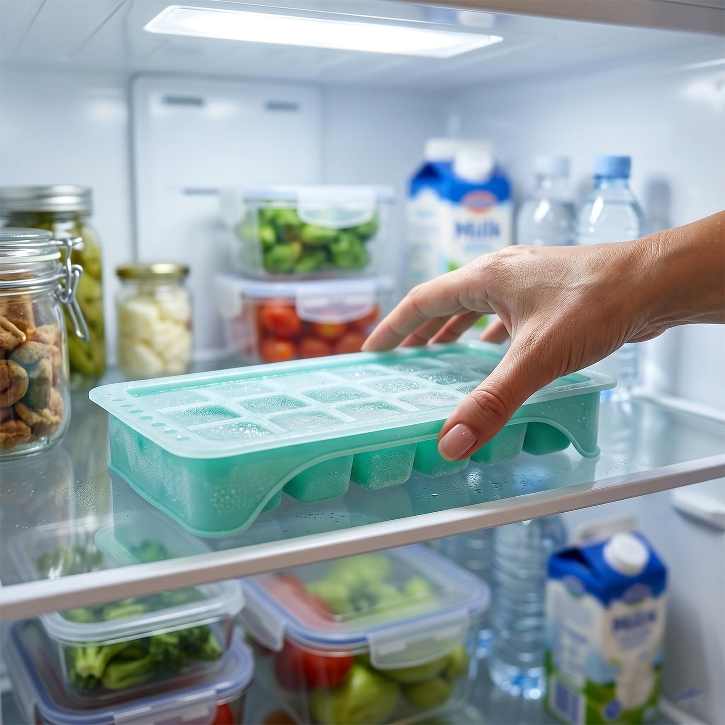 reusable ice cube tray with cover