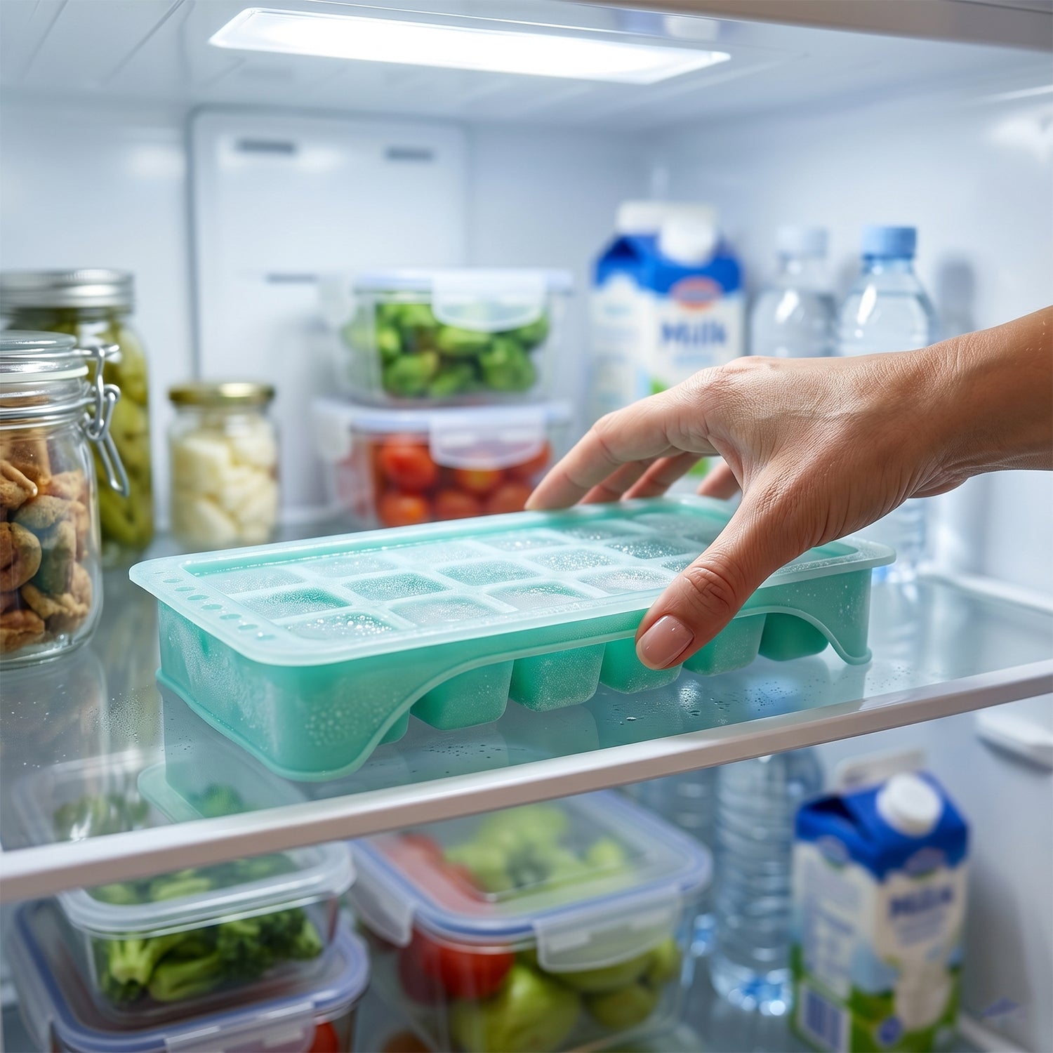 reusable ice cube tray with cover