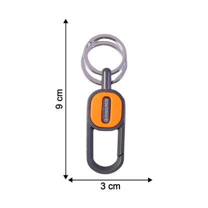 Premium Heavy Duty Push Lock Metal Keychain with Dual Ring (1 Pc)
