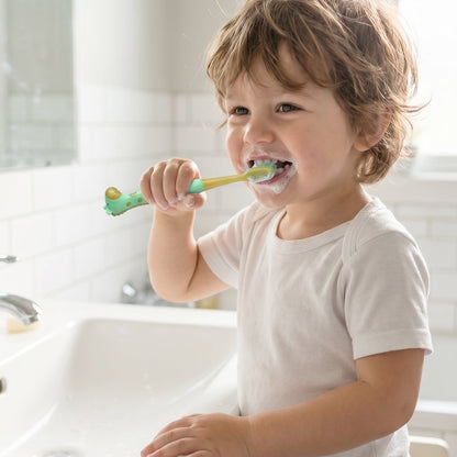 Kids Toothbrush with Cute Animal Whistle Toy Set