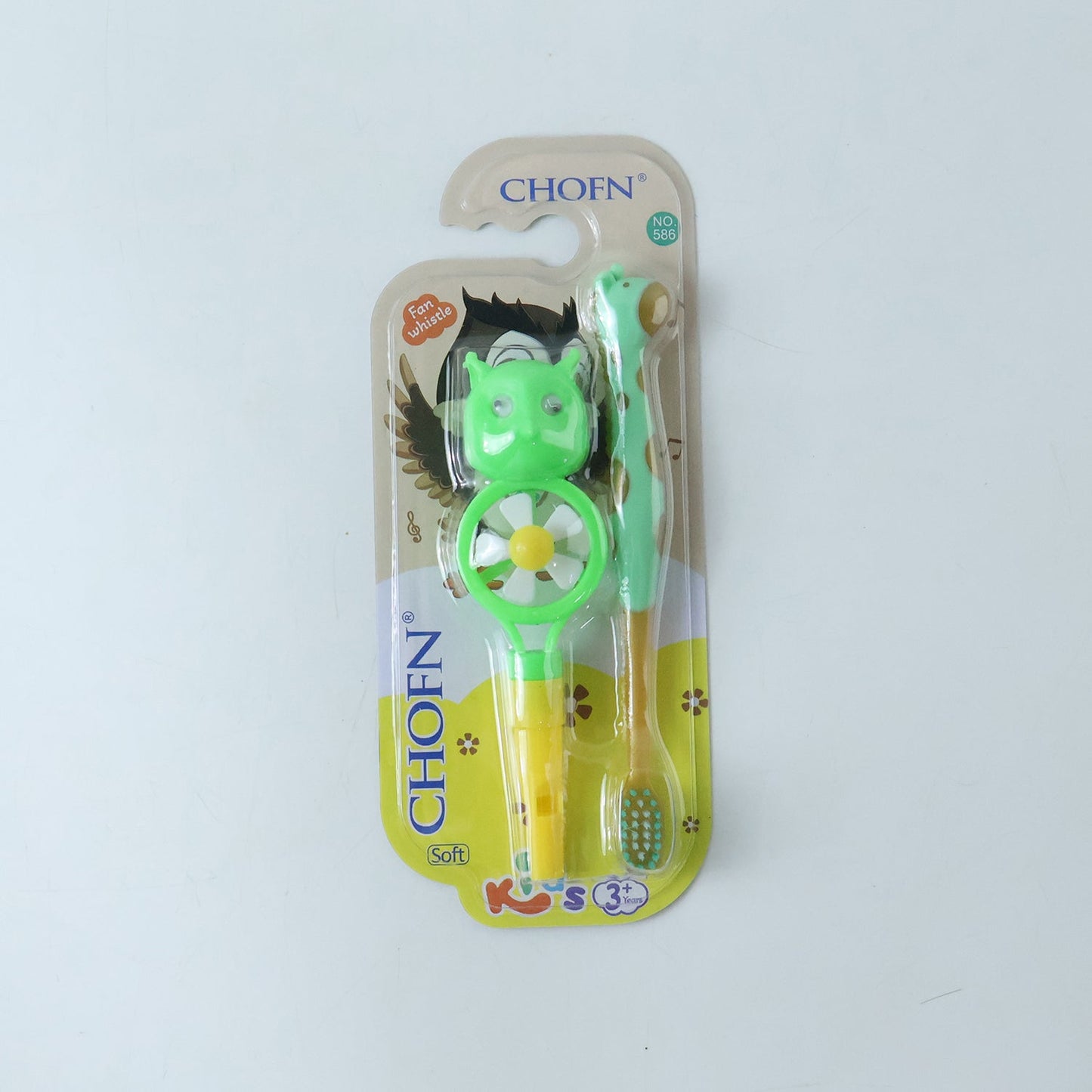 Kids Toothbrush with Cute Animal Whistle Toy Set