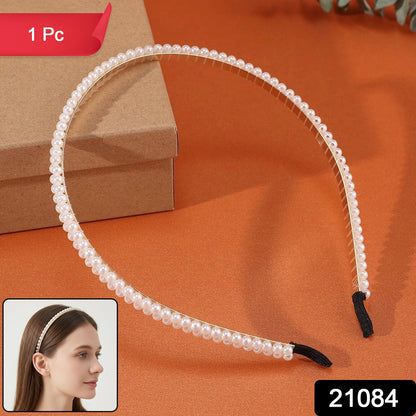 Premium Pearl Embellished Slim Hairband (1 Pc)